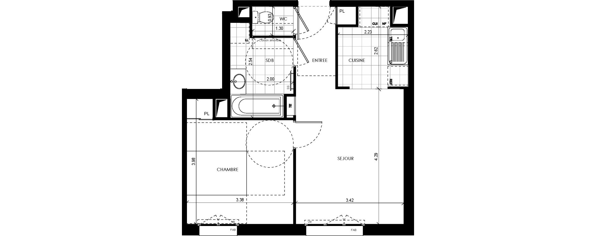 Appartement T2 de 41,39 m2 &agrave; Ch&acirc;tenay-Malabry Lavall&eacute;e