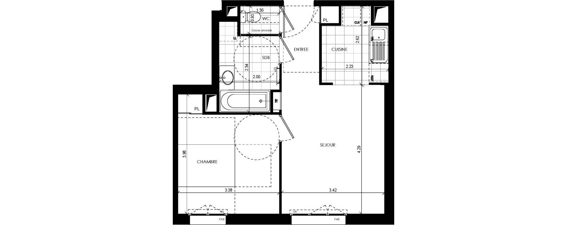 Appartement T2 de 41,39 m2 &agrave; Ch&acirc;tenay-Malabry Lavall&eacute;e