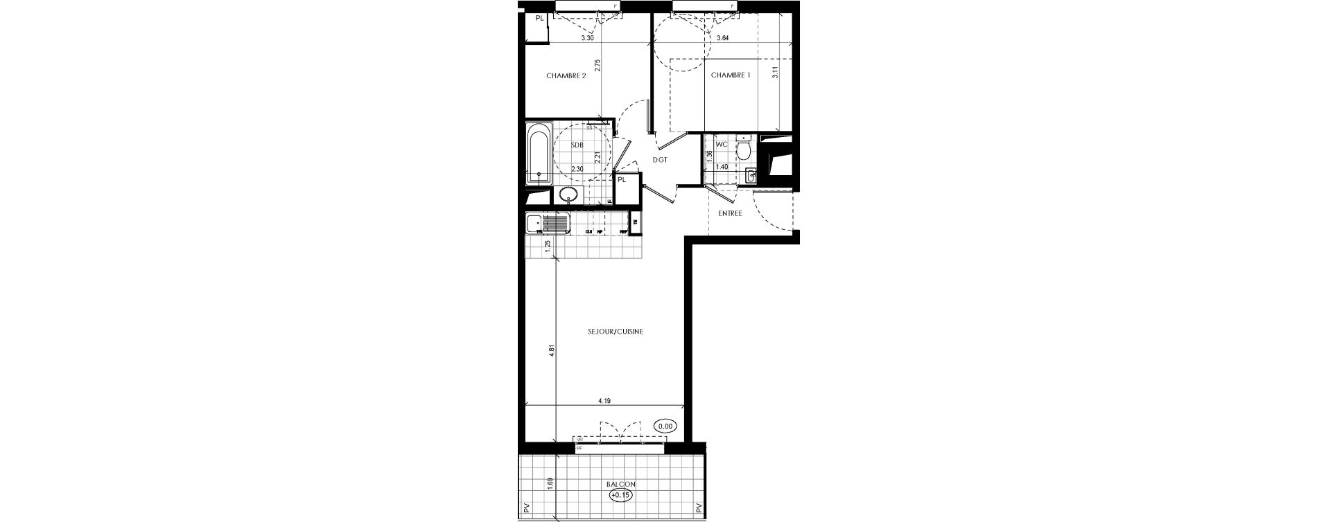 Appartement T3 de 60,01 m2 &agrave; Ch&acirc;tenay-Malabry Lavall&eacute;e