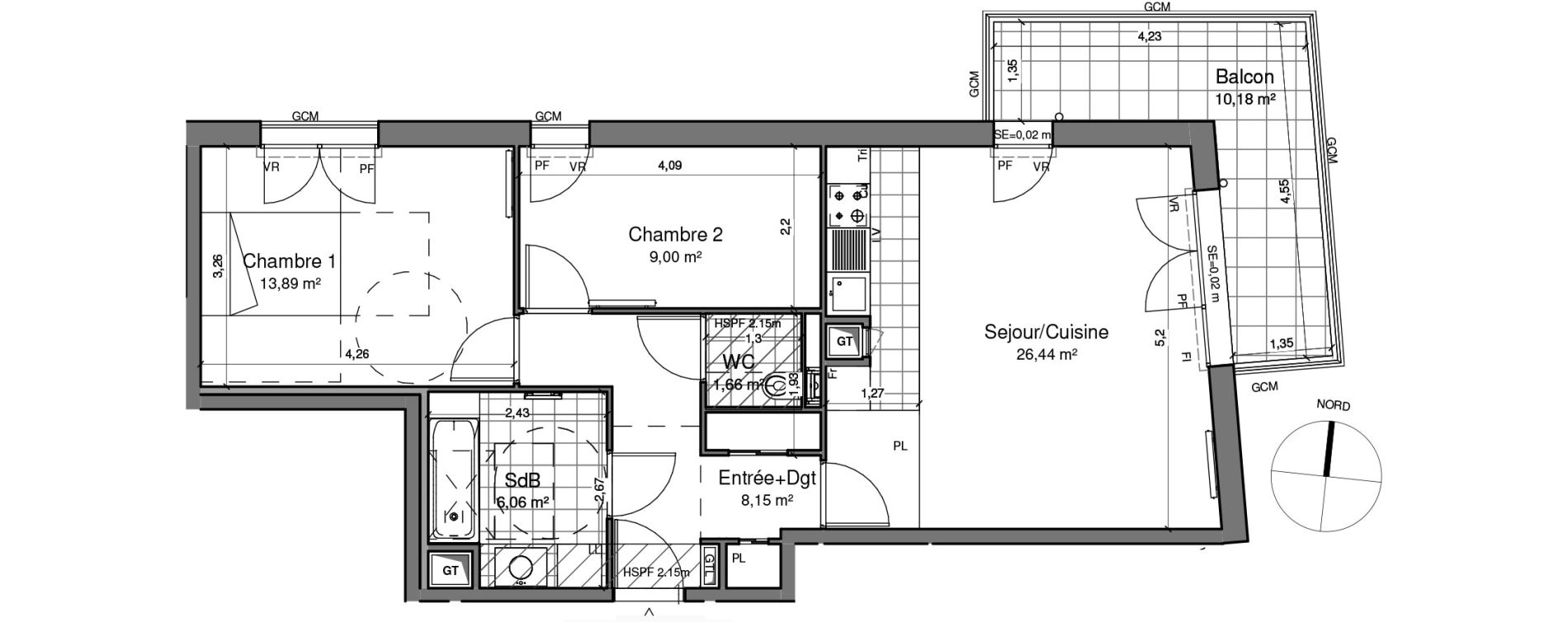 Appartement T3 de 65,20 m2 &agrave; Ch&acirc;tenay-Malabry Lavall&eacute;e