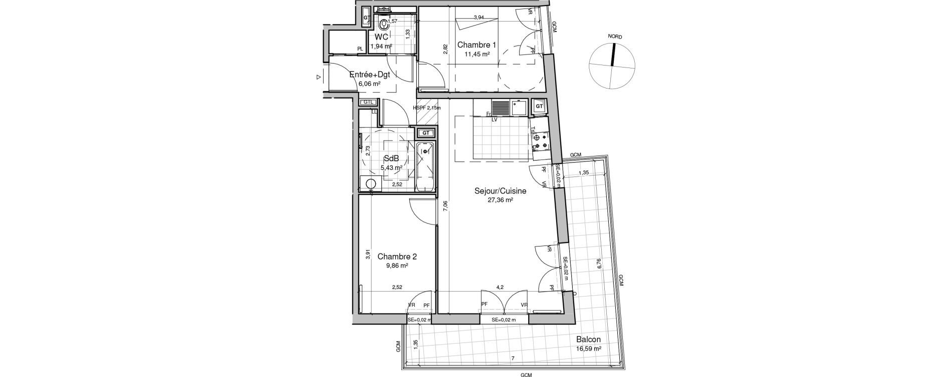 Appartement T3 de 62,10 m2 &agrave; Ch&acirc;tenay-Malabry Lavall&eacute;e