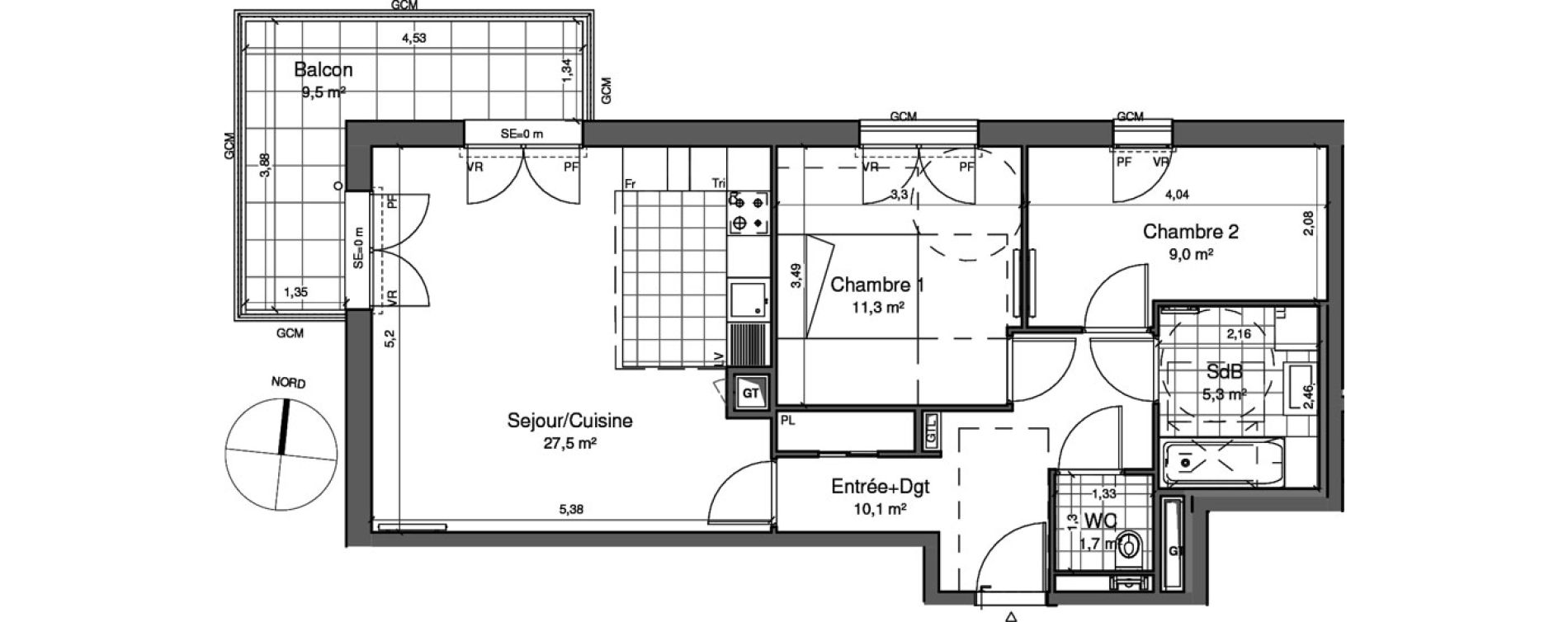 Appartement T3 de 64,90 m2 &agrave; Ch&acirc;tenay-Malabry Lavall&eacute;e