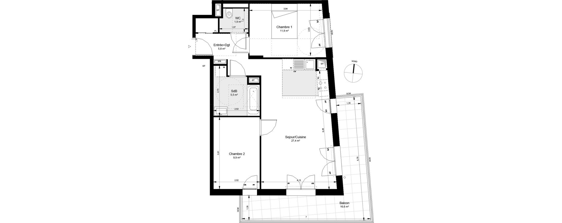 Appartement T3 de 62,40 m2 &agrave; Ch&acirc;tenay-Malabry Lavall&eacute;e