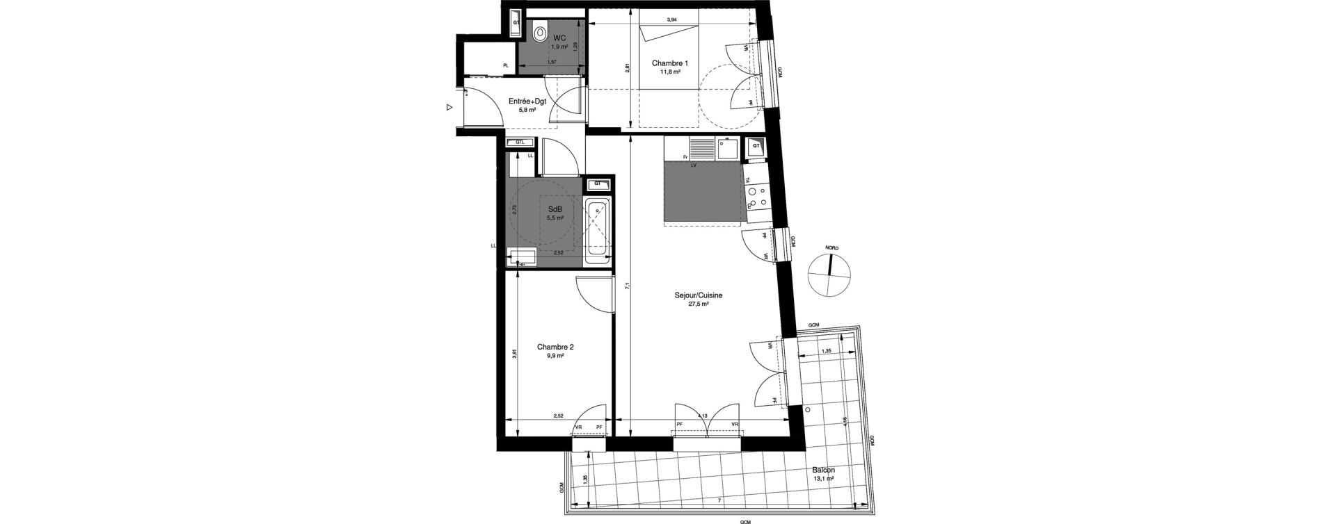 Appartement T3 de 62,40 m2 &agrave; Ch&acirc;tenay-Malabry Lavall&eacute;e