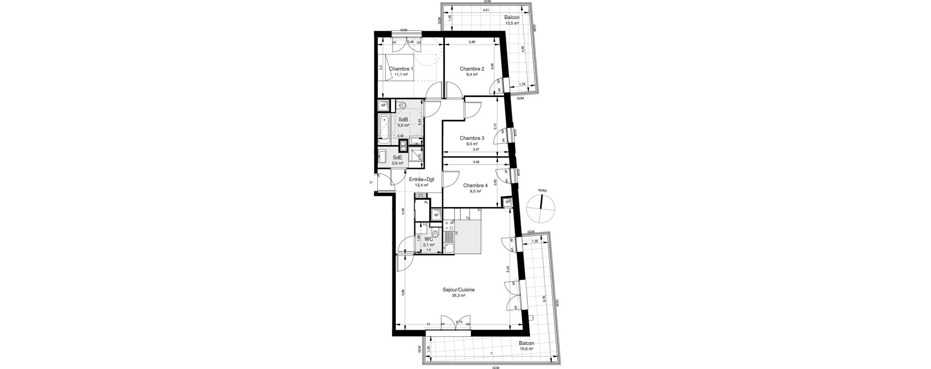 Appartement T5 de 97,00 m2 &agrave; Ch&acirc;tenay-Malabry Lavall&eacute;e