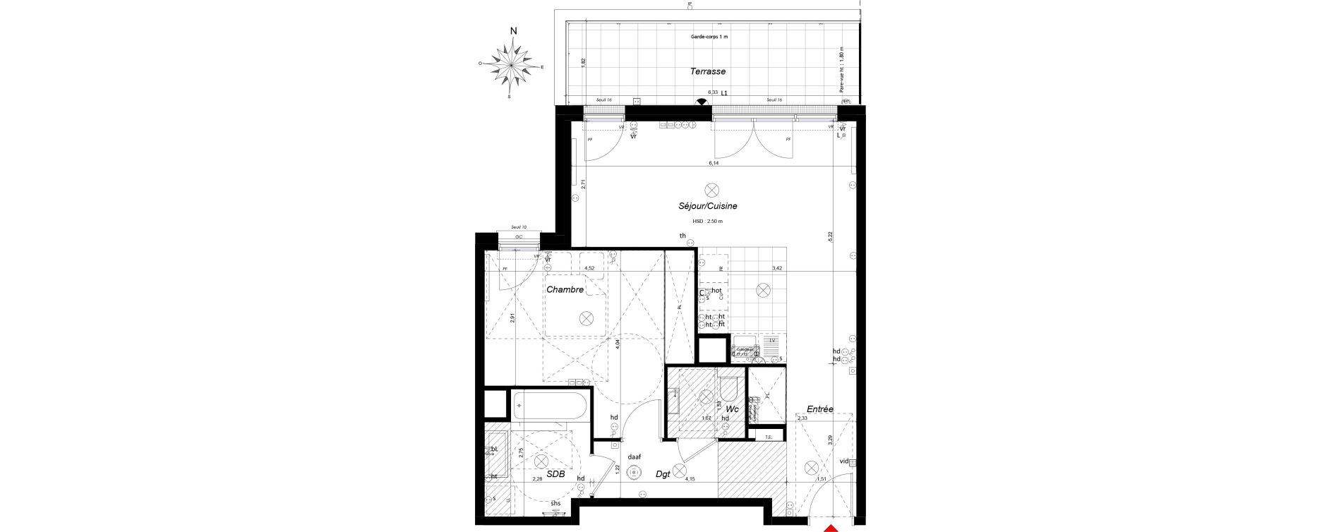 Appartement T2 de 58,54 m2 &agrave; Ch&acirc;tenay-Malabry Malabry