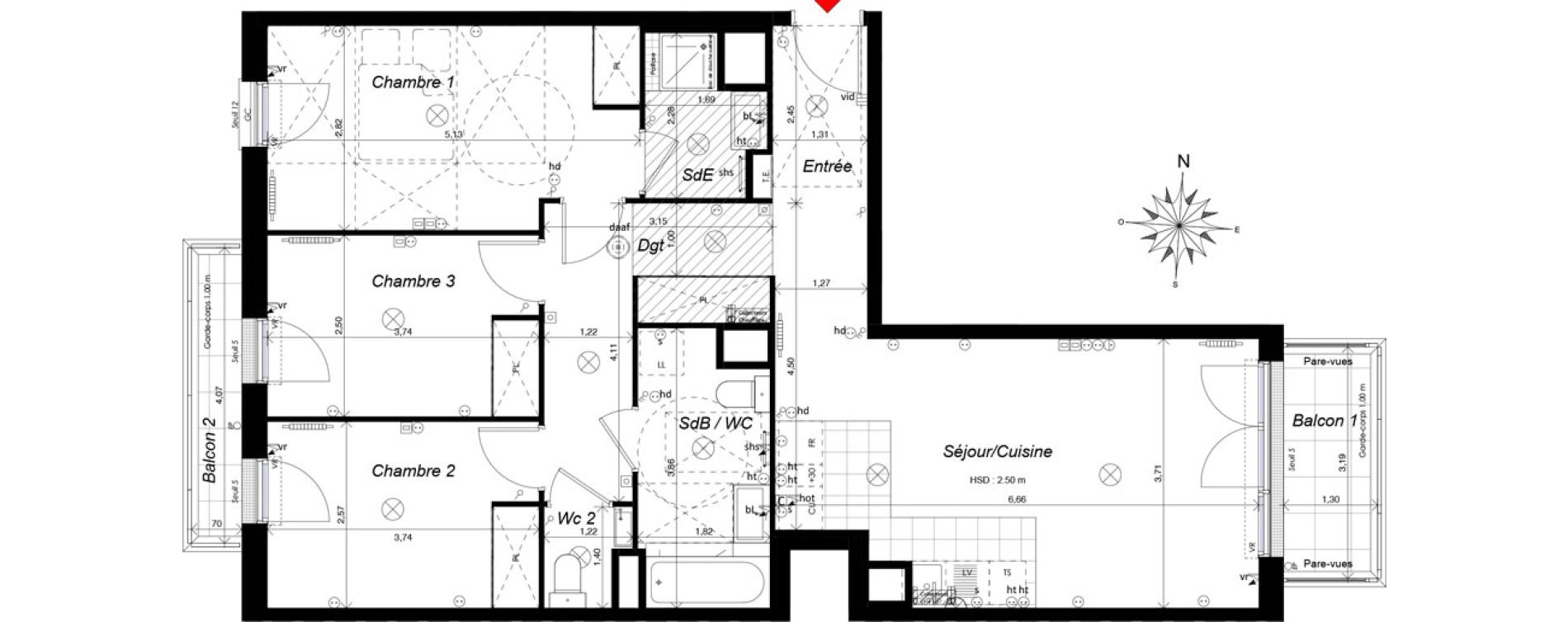 Appartement T4 de 80,42 m2 &agrave; Ch&acirc;tenay-Malabry Malabry