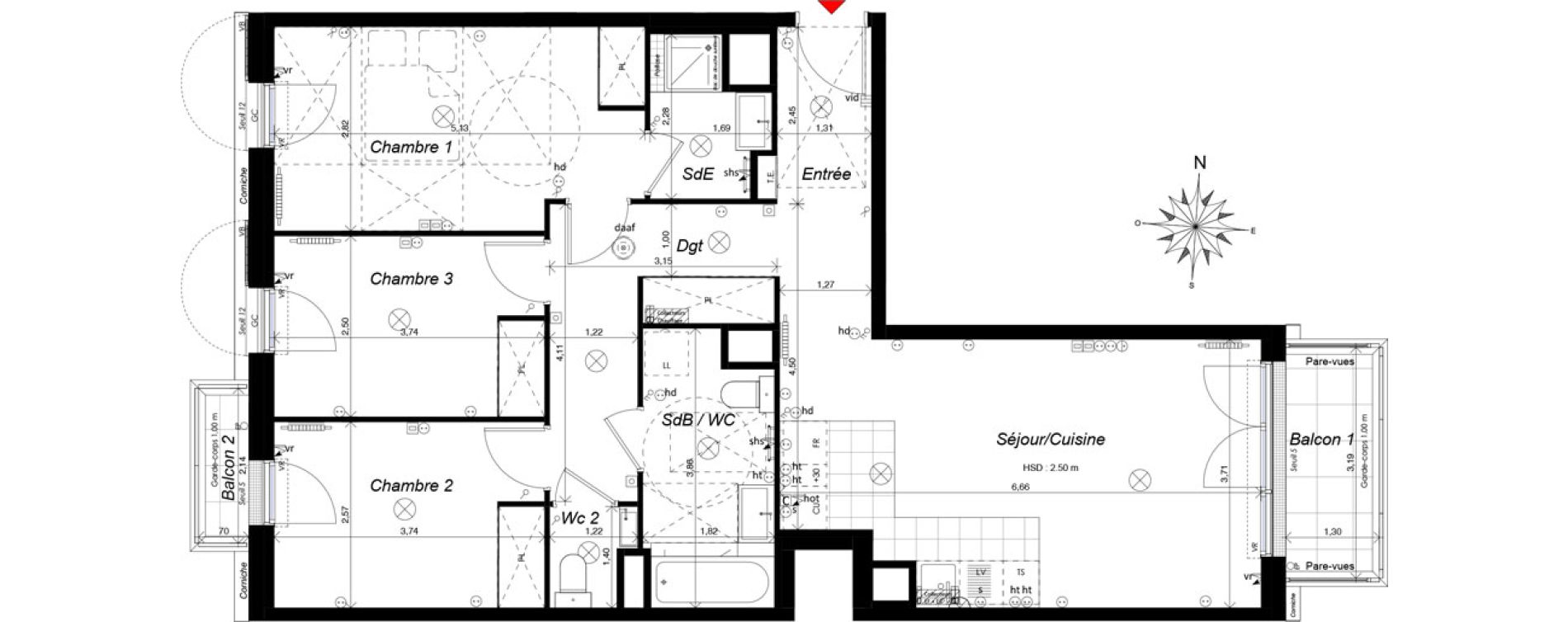 Appartement T4 de 80,42 m2 &agrave; Ch&acirc;tenay-Malabry Malabry