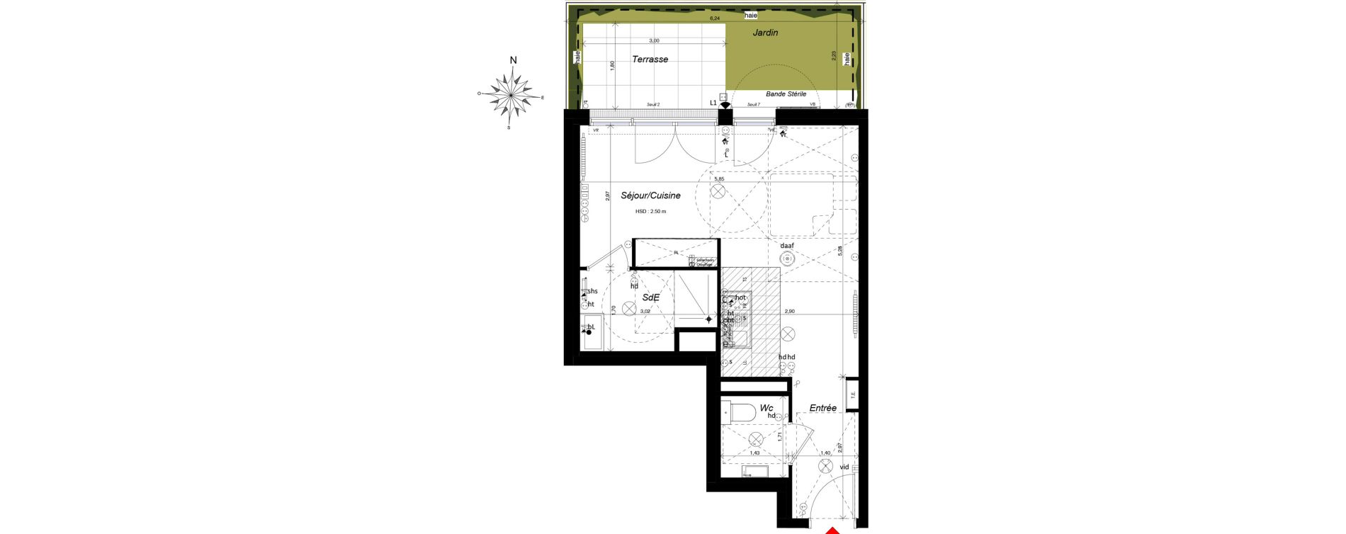 Appartement T1 de 34,86 m2 &agrave; Ch&acirc;tenay-Malabry Malabry