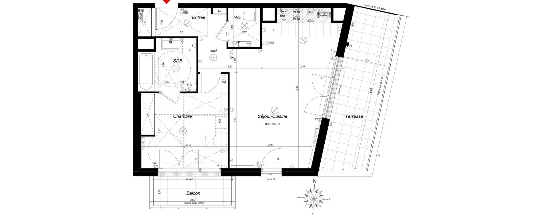 Appartement T2 de 52,92 m2 &agrave; Ch&acirc;tenay-Malabry Malabry