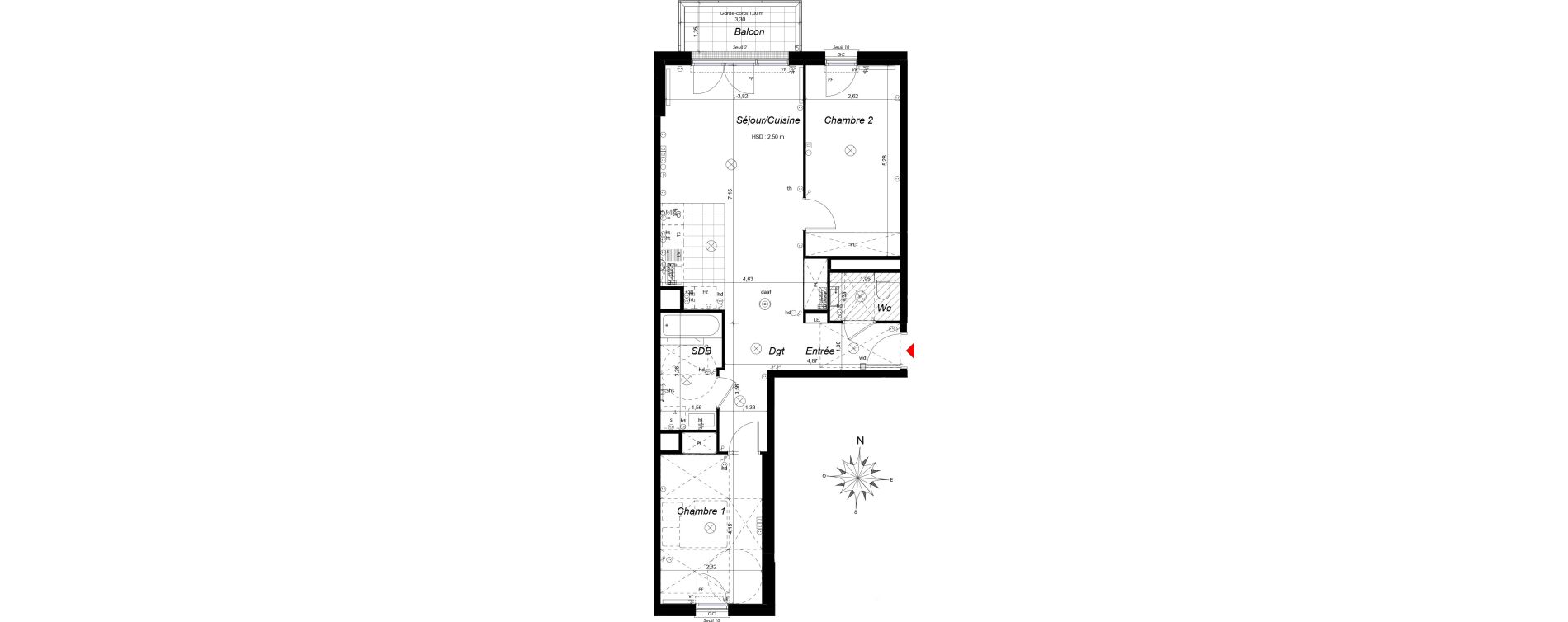 Appartement T3 de 71,17 m2 &agrave; Ch&acirc;tenay-Malabry Malabry
