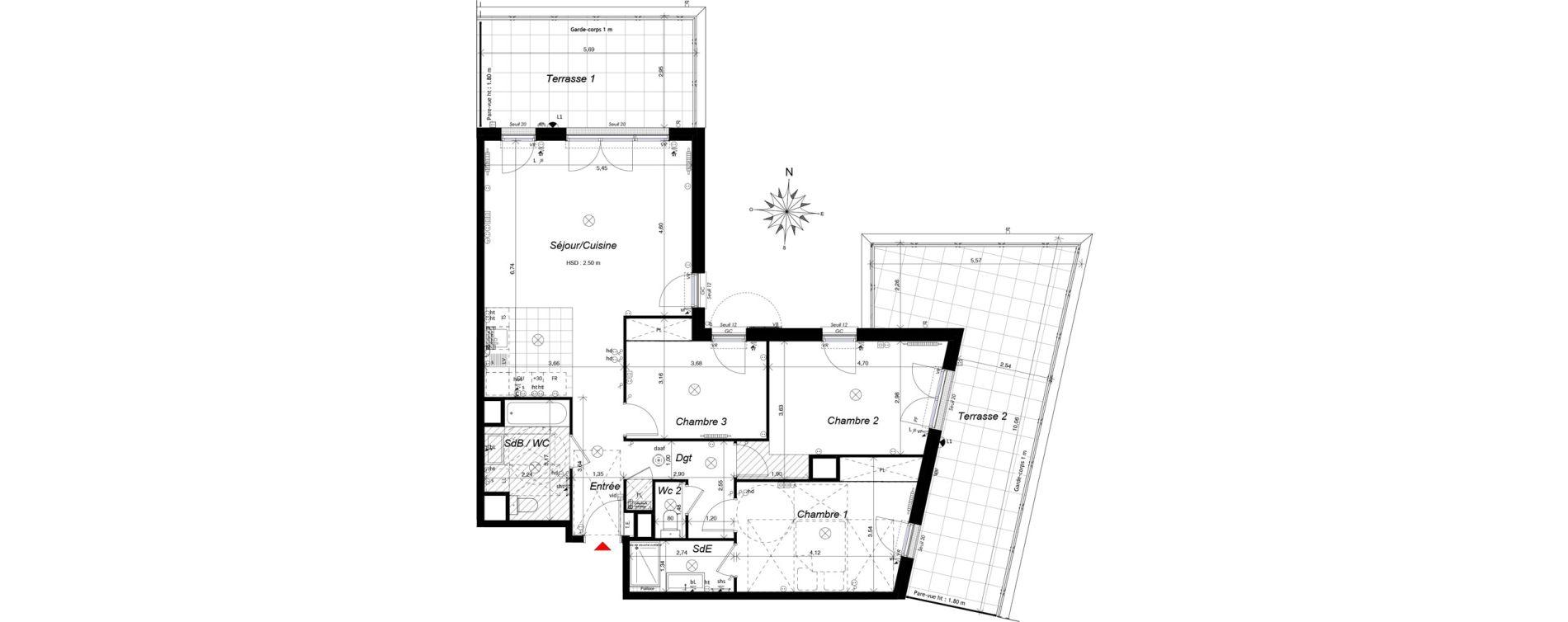Appartement T4 de 93,44 m2 &agrave; Ch&acirc;tenay-Malabry Malabry