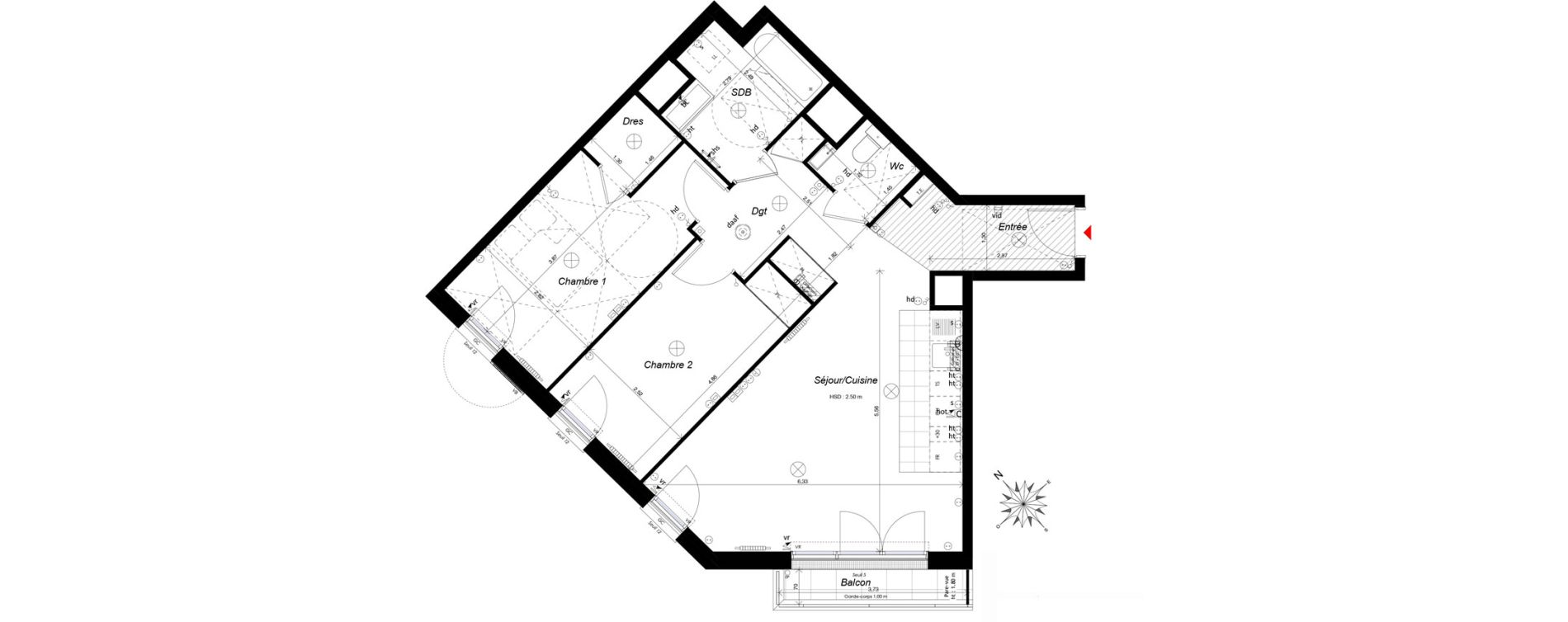 Appartement T3 de 71,16 m2 &agrave; Ch&acirc;tenay-Malabry Malabry