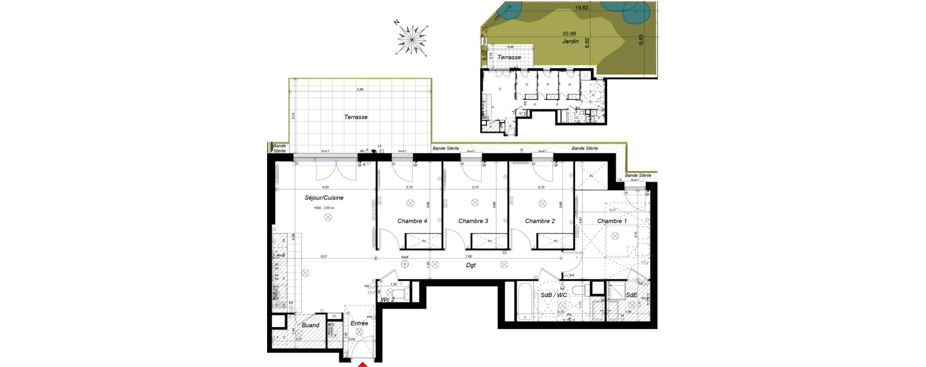 Appartement T5 de 97,59 m2 &agrave; Ch&acirc;tenay-Malabry Malabry