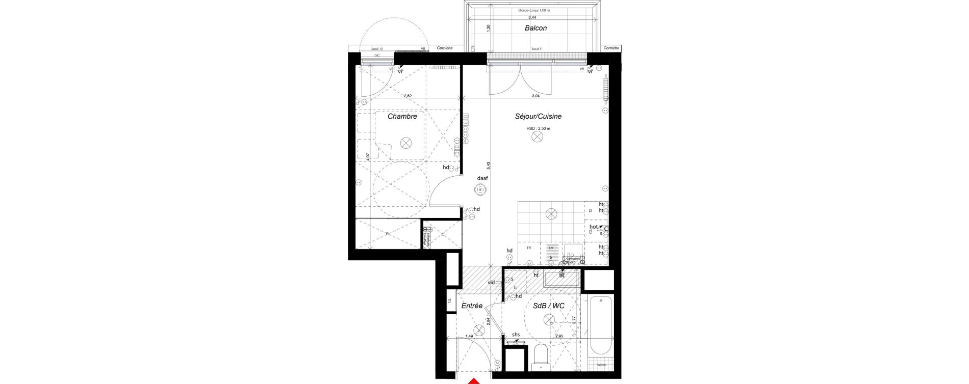 Appartement T2 de 46,25 m2 &agrave; Ch&acirc;tenay-Malabry Malabry