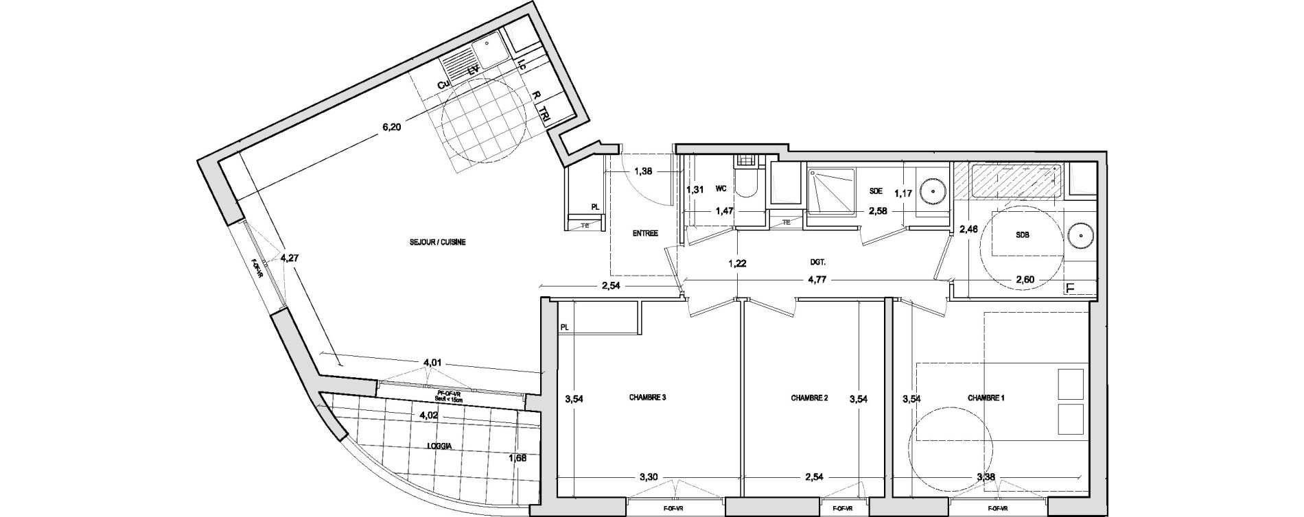 Appartement T4 de 84,30 m2 &agrave; Ch&acirc;tenay-Malabry Lavall&eacute;e