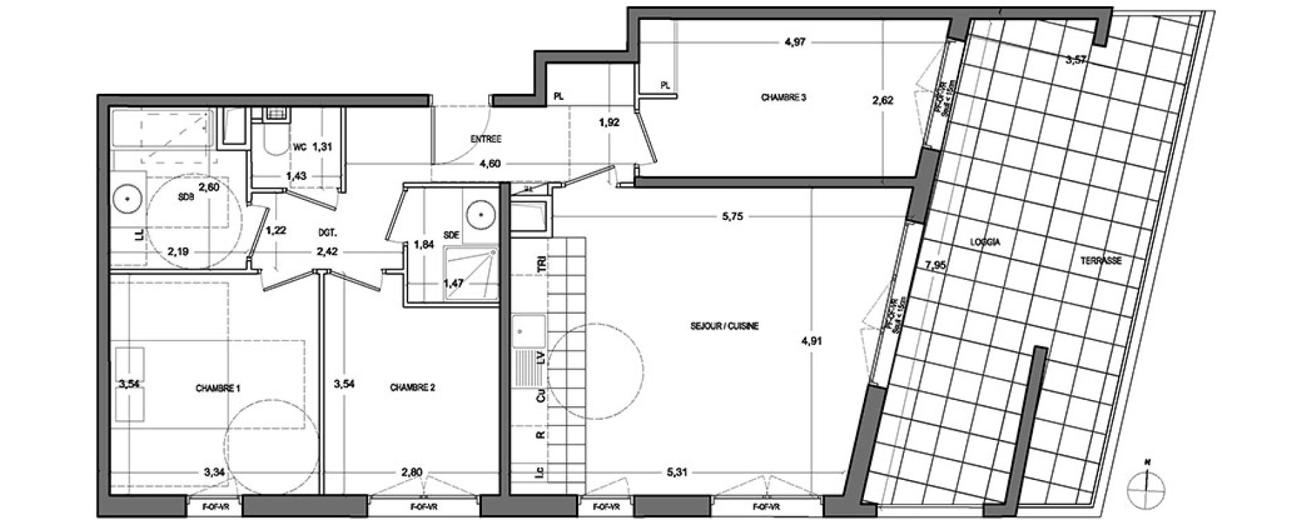 Appartement T4 de 80,50 m2 &agrave; Ch&acirc;tenay-Malabry Lavall&eacute;e