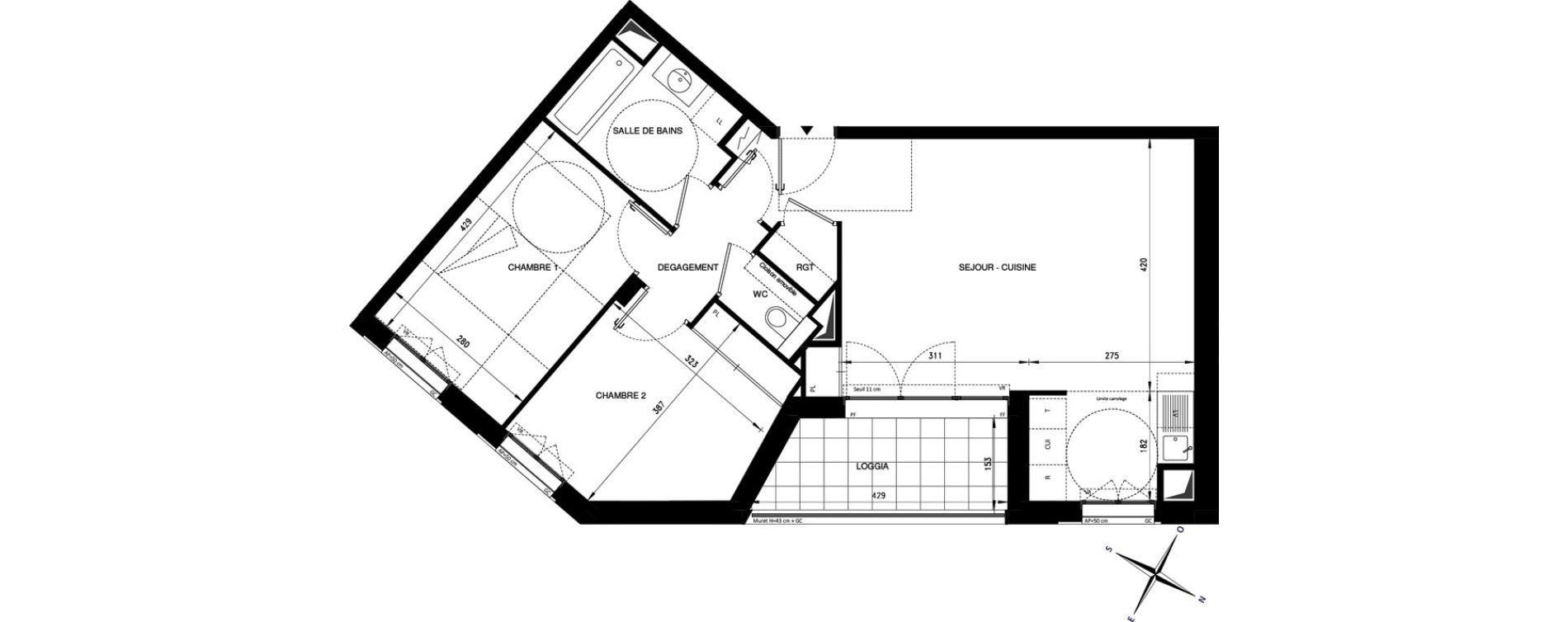 Appartement T3 de 65,92 m2 &agrave; Ch&acirc;tenay-Malabry Lavall&eacute;e