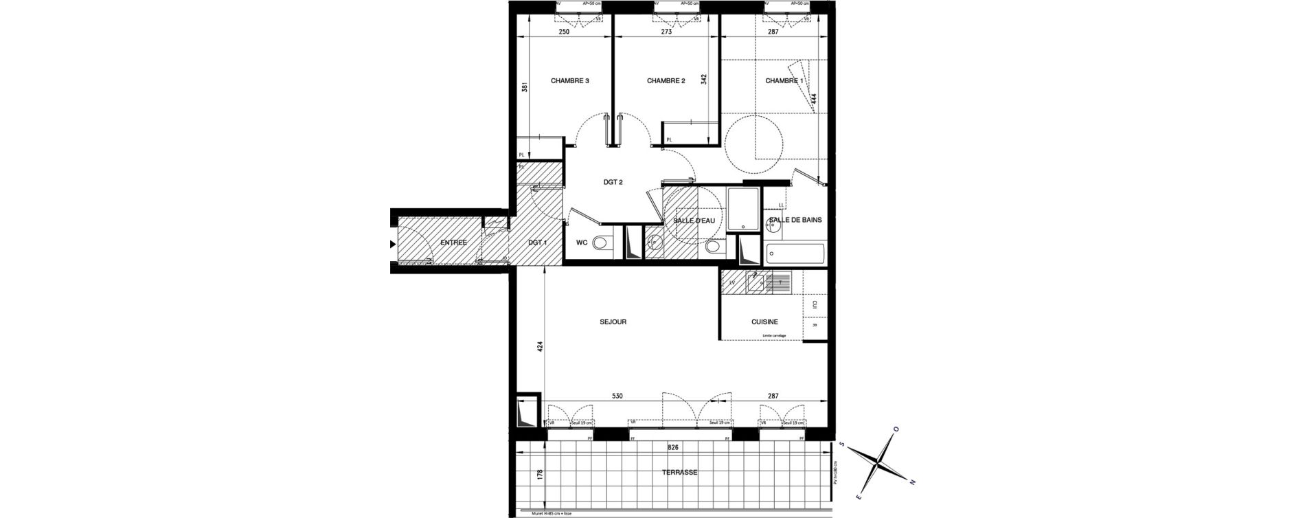 Appartement T4 de 87,07 m2 &agrave; Ch&acirc;tenay-Malabry Lavall&eacute;e