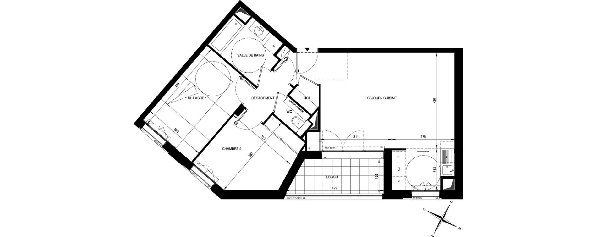 Appartement T3 de 65,90 m2 &agrave; Ch&acirc;tenay-Malabry Lavall&eacute;e