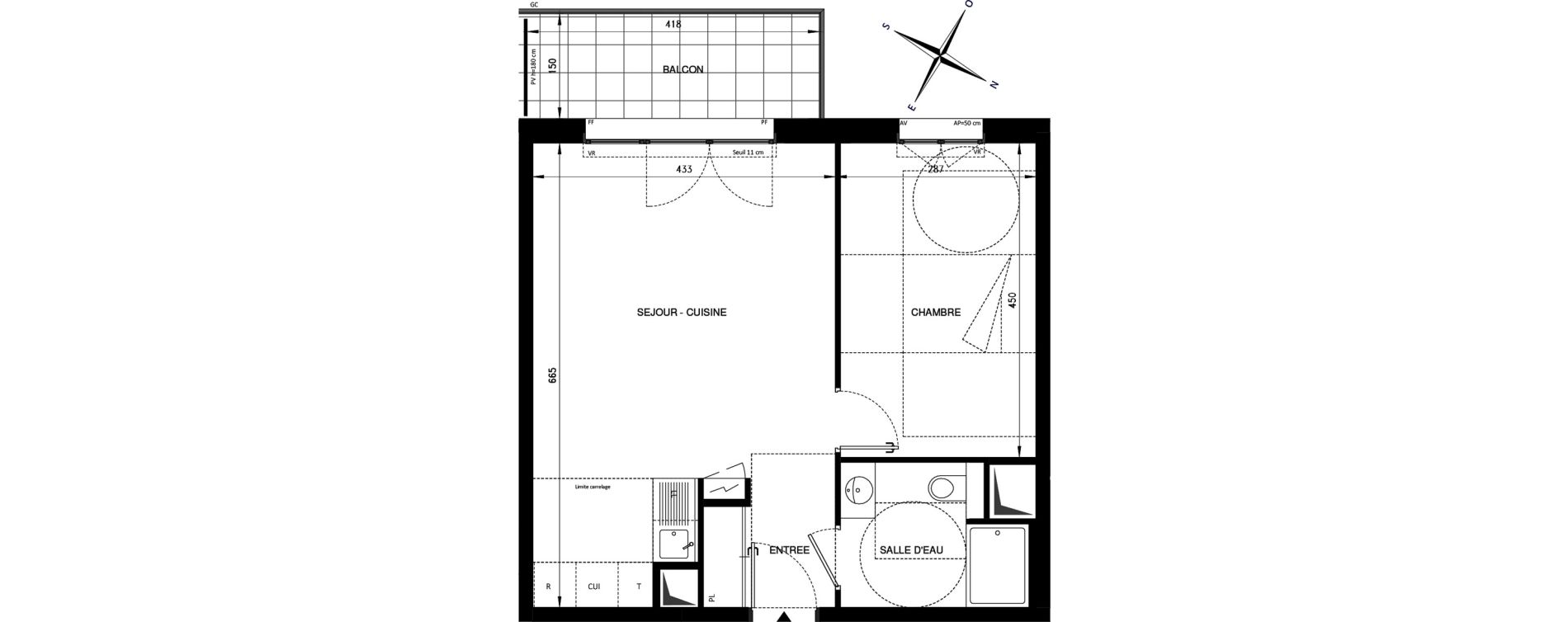 Appartement T2 de 45,40 m2 &agrave; Ch&acirc;tenay-Malabry Lavall&eacute;e