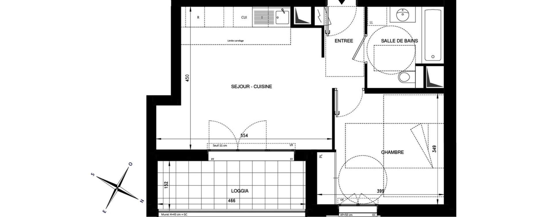 Appartement T2 de 43,09 m2 &agrave; Ch&acirc;tenay-Malabry Lavall&eacute;e