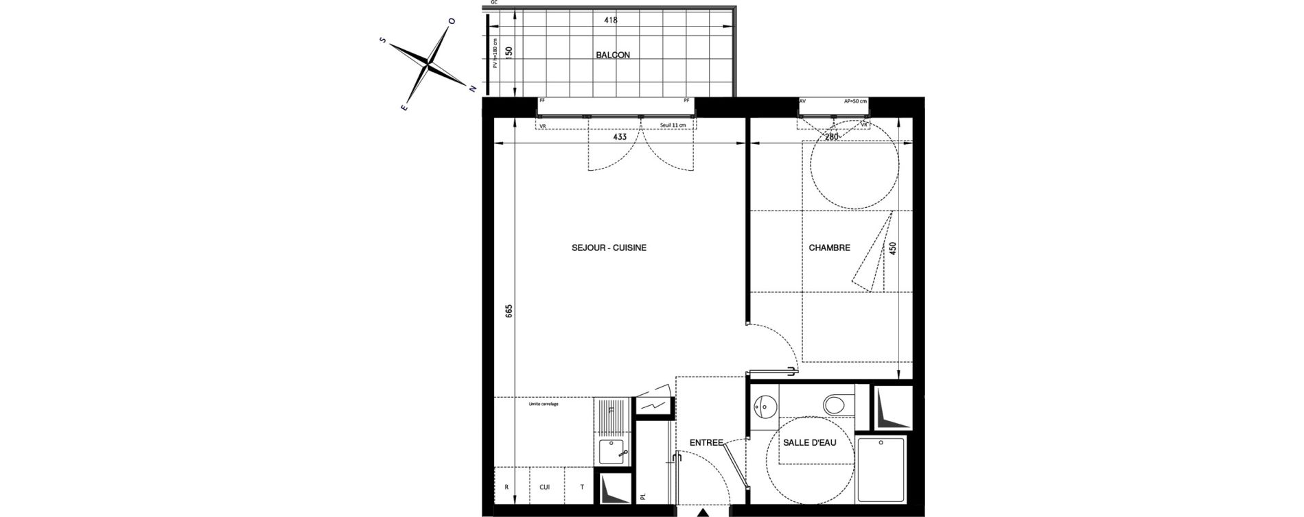 Appartement T2 de 45,40 m2 &agrave; Ch&acirc;tenay-Malabry Lavall&eacute;e