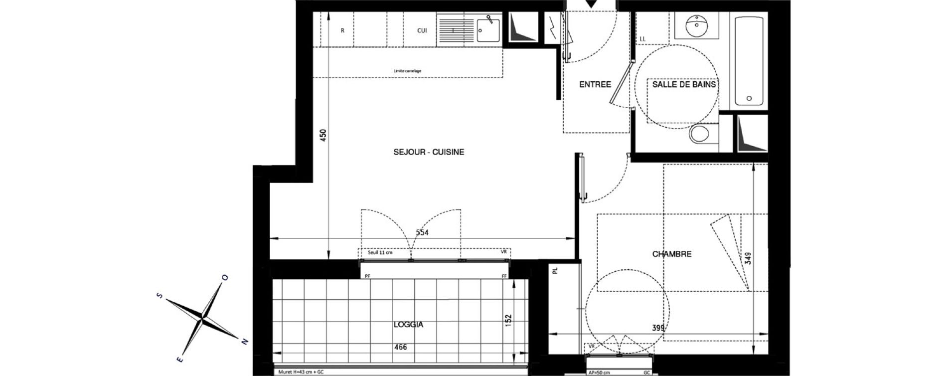 Appartement T2 de 43,09 m2 &agrave; Ch&acirc;tenay-Malabry Lavall&eacute;e