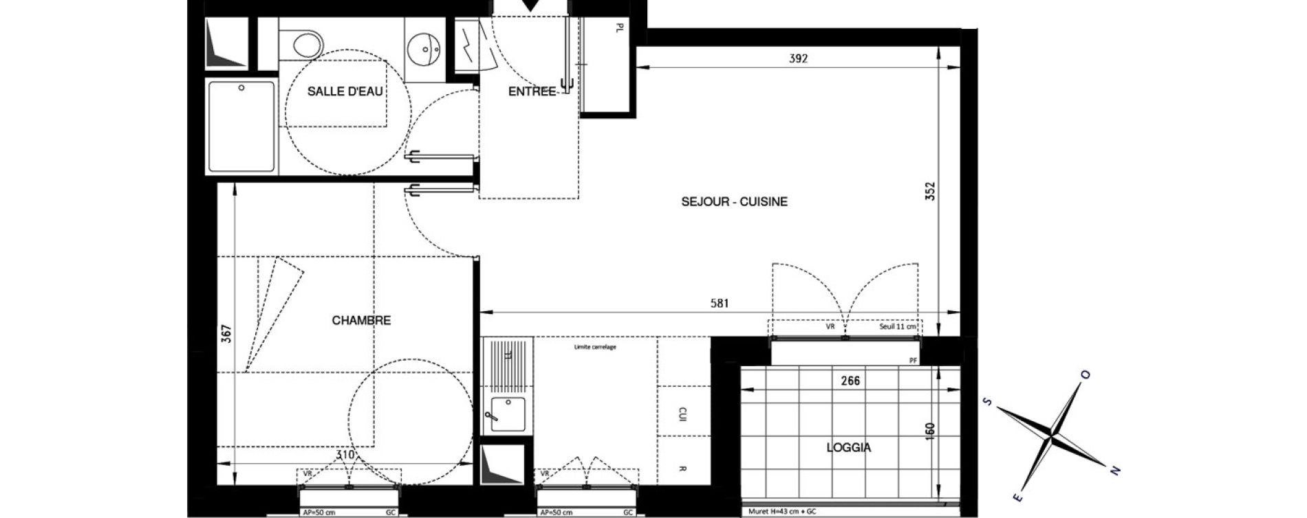 Appartement T2 de 42,36 m2 &agrave; Ch&acirc;tenay-Malabry Lavall&eacute;e