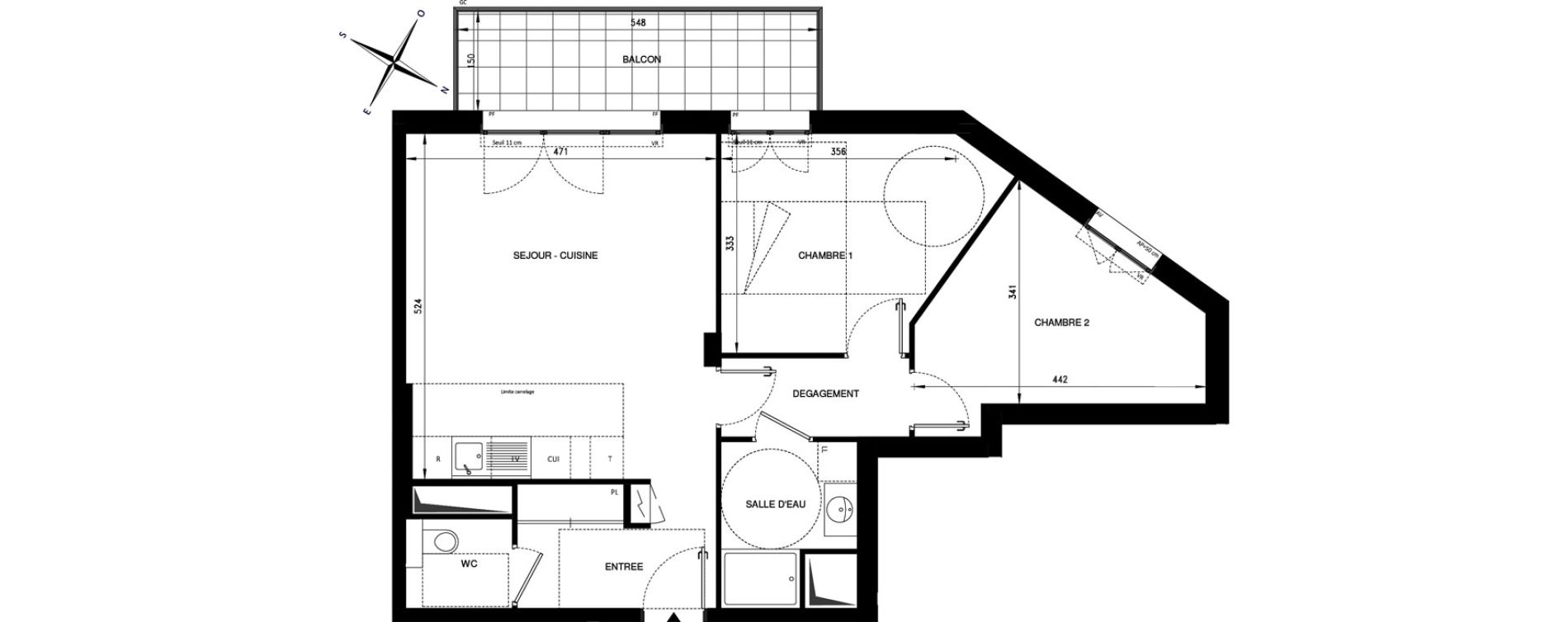 Appartement T3 de 62,84 m2 &agrave; Ch&acirc;tenay-Malabry Lavall&eacute;e