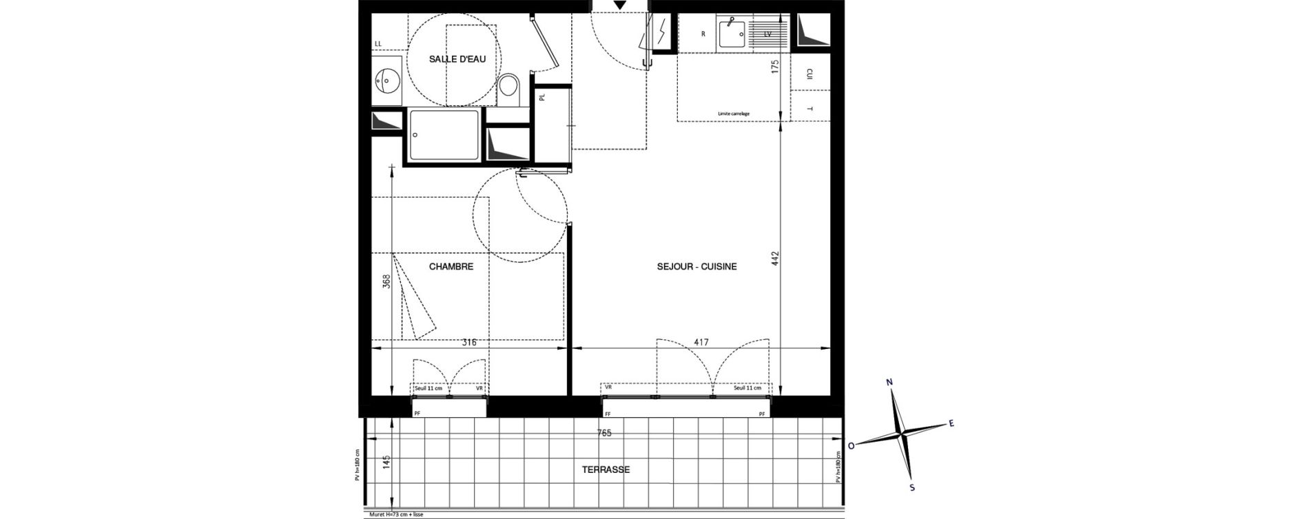 Appartement T2 de 43,30 m2 &agrave; Ch&acirc;tenay-Malabry Lavall&eacute;e