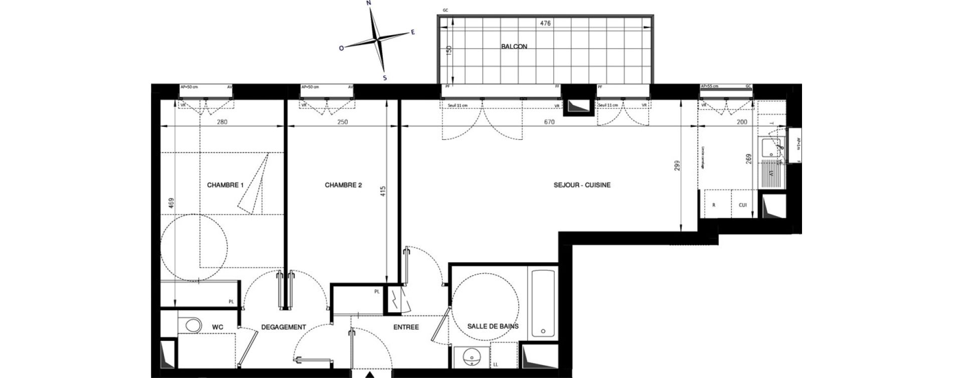 Appartement T3 de 65,82 m2 &agrave; Ch&acirc;tenay-Malabry Lavall&eacute;e