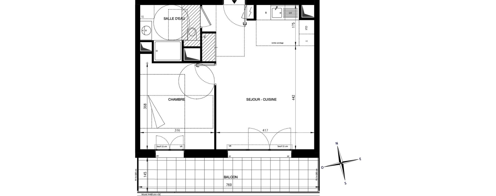 Appartement T2 de 43,25 m2 &agrave; Ch&acirc;tenay-Malabry Lavall&eacute;e