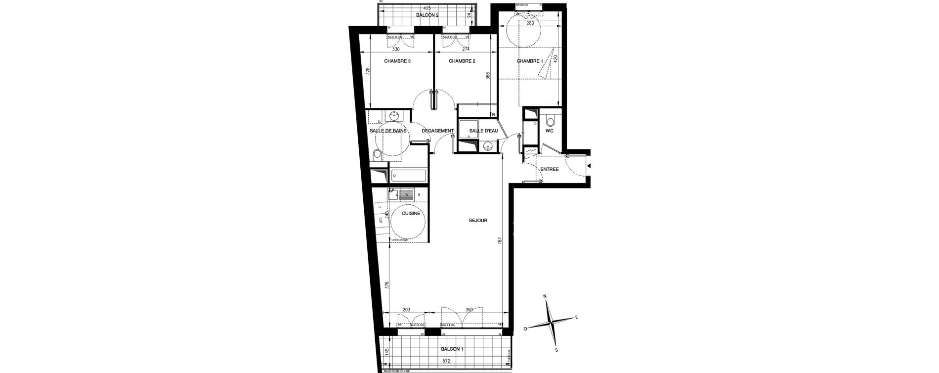 Appartement T4 de 93,50 m2 &agrave; Ch&acirc;tenay-Malabry Lavall&eacute;e