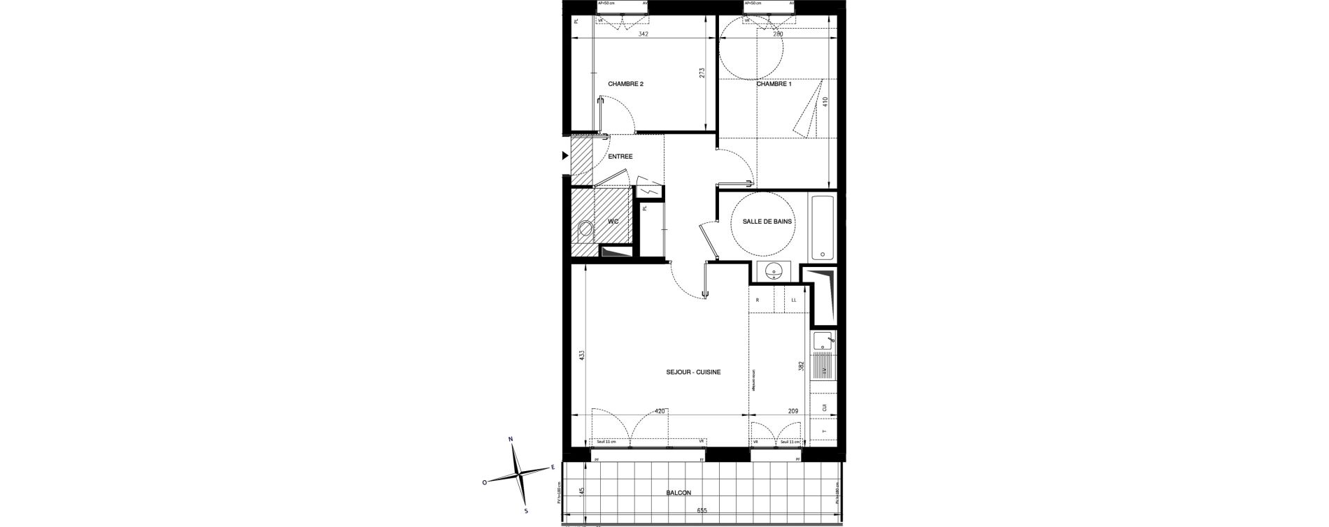 Appartement T3 de 60,47 m2 &agrave; Ch&acirc;tenay-Malabry Lavall&eacute;e