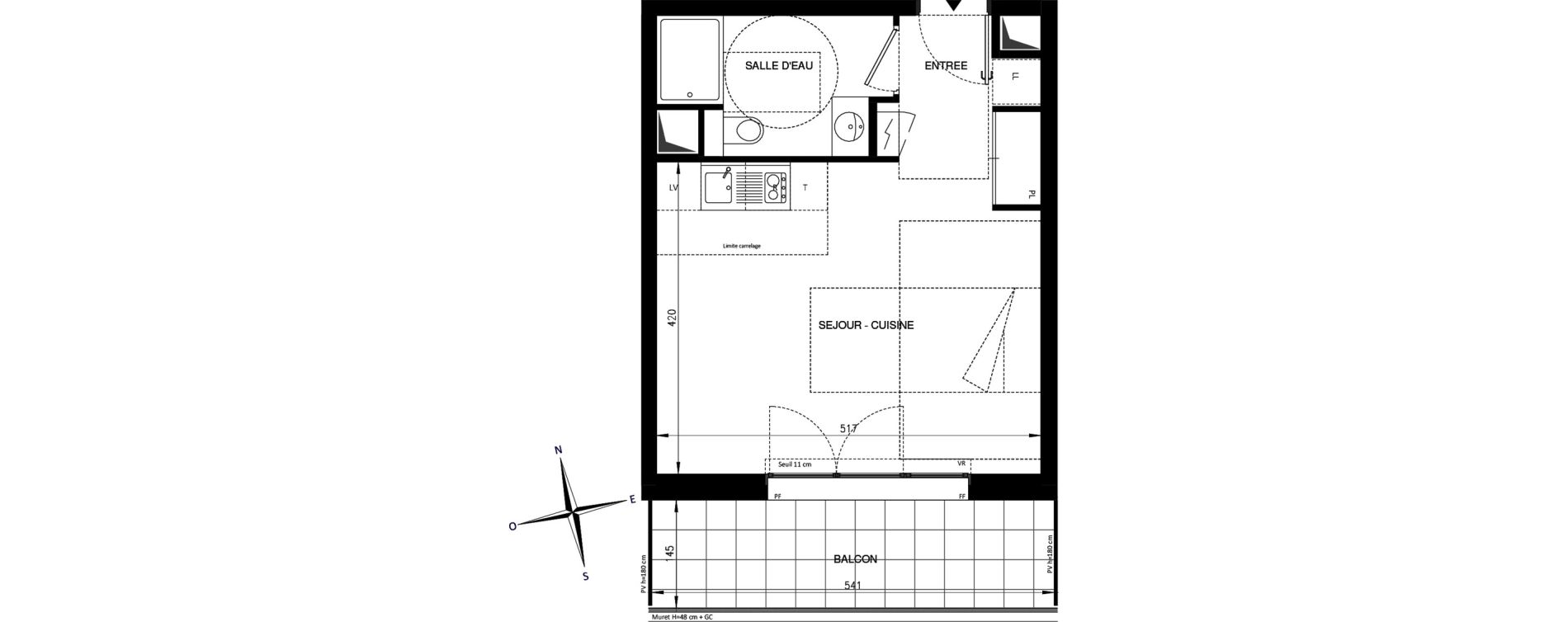 Appartement T1 de 30,15 m2 &agrave; Ch&acirc;tenay-Malabry Lavall&eacute;e