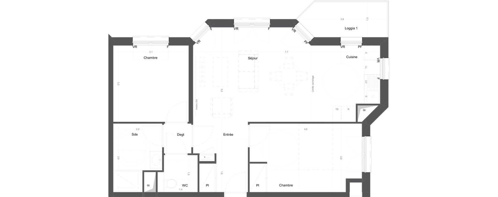 Appartement T3 de 63,40 m2 &agrave; Ch&acirc;tenay-Malabry Lavall&eacute;e