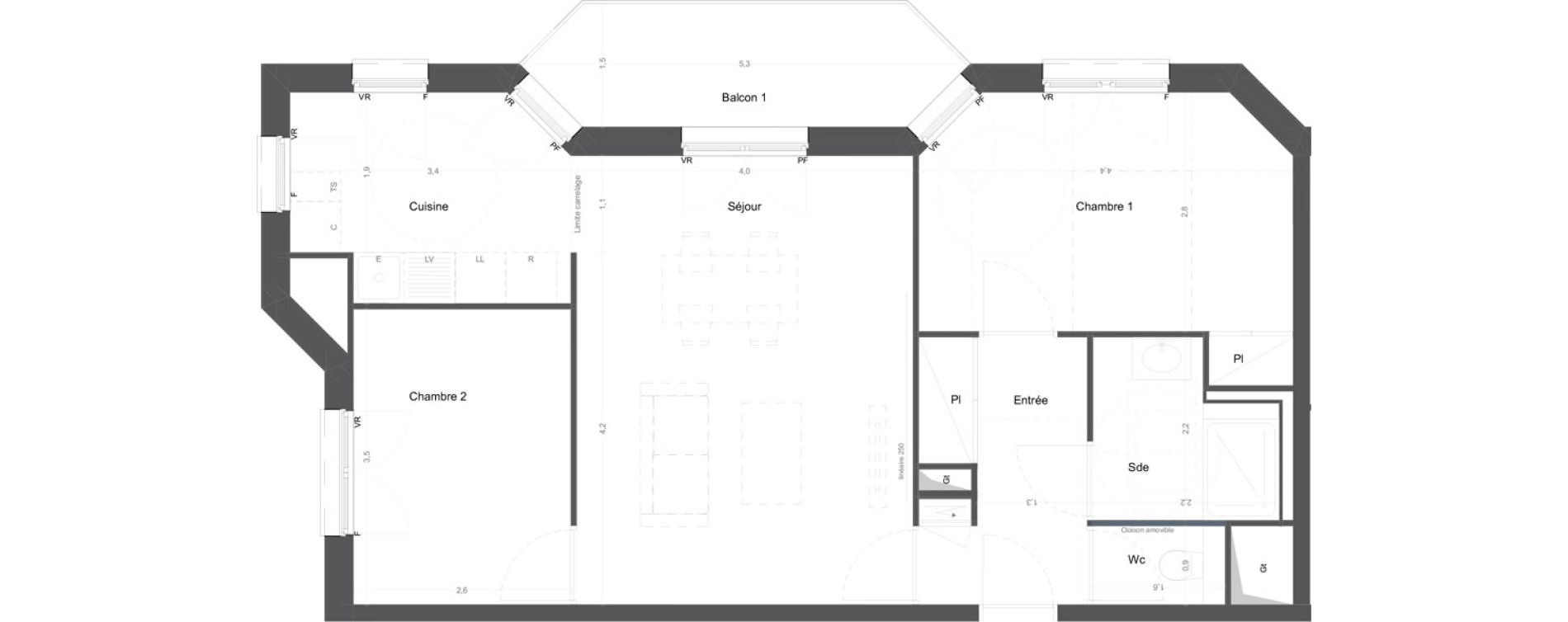 Appartement T3 de 61,40 m2 &agrave; Ch&acirc;tenay-Malabry Lavall&eacute;e