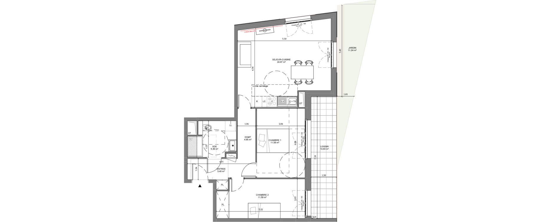 Appartement T3 de 61,88 m2 &agrave; Ch&acirc;tenay-Malabry Lavall&eacute;e