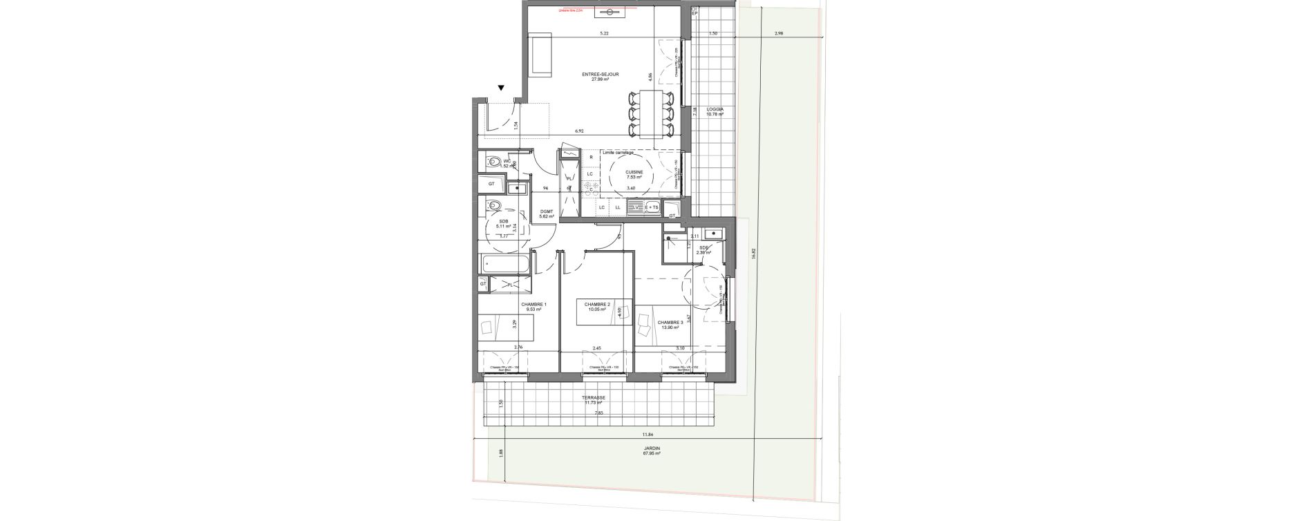 Appartement T4 de 83,64 m2 &agrave; Ch&acirc;tenay-Malabry Lavall&eacute;e