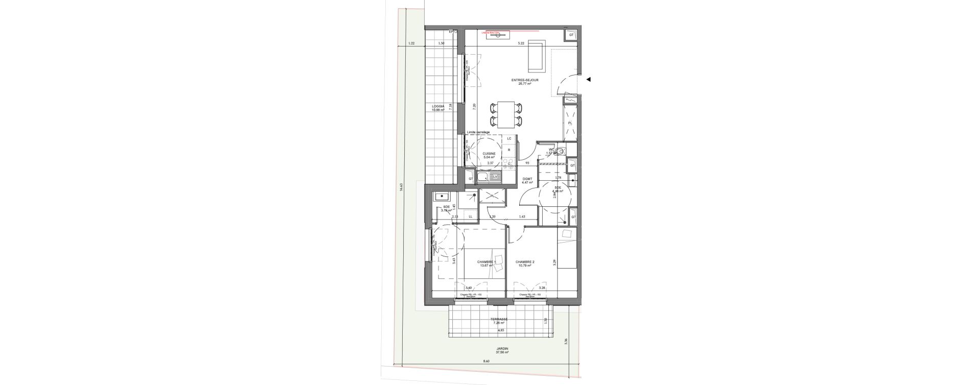 Appartement T3 de 68,97 m2 &agrave; Ch&acirc;tenay-Malabry Lavall&eacute;e