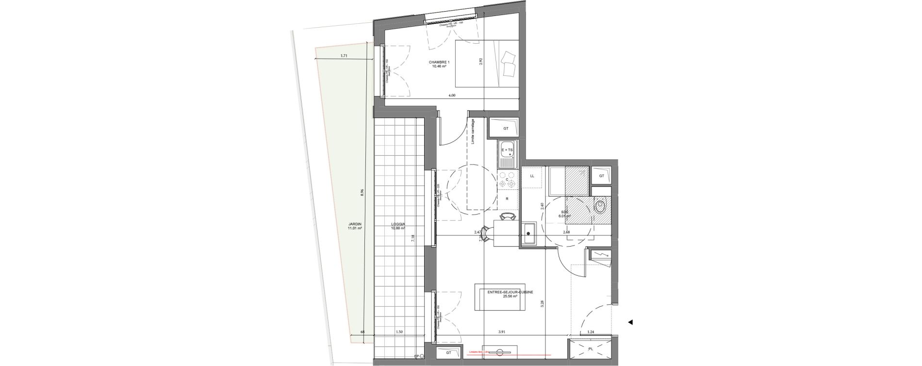 Appartement T1 de 42,03 m2 &agrave; Ch&acirc;tenay-Malabry Lavall&eacute;e