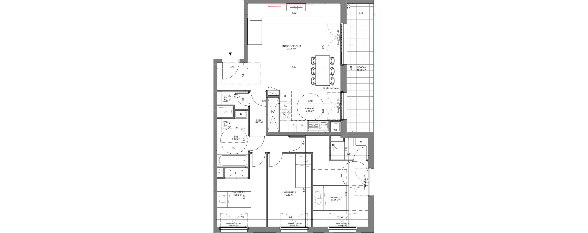 Appartement T4 de 83,64 m2 &agrave; Ch&acirc;tenay-Malabry Lavall&eacute;e