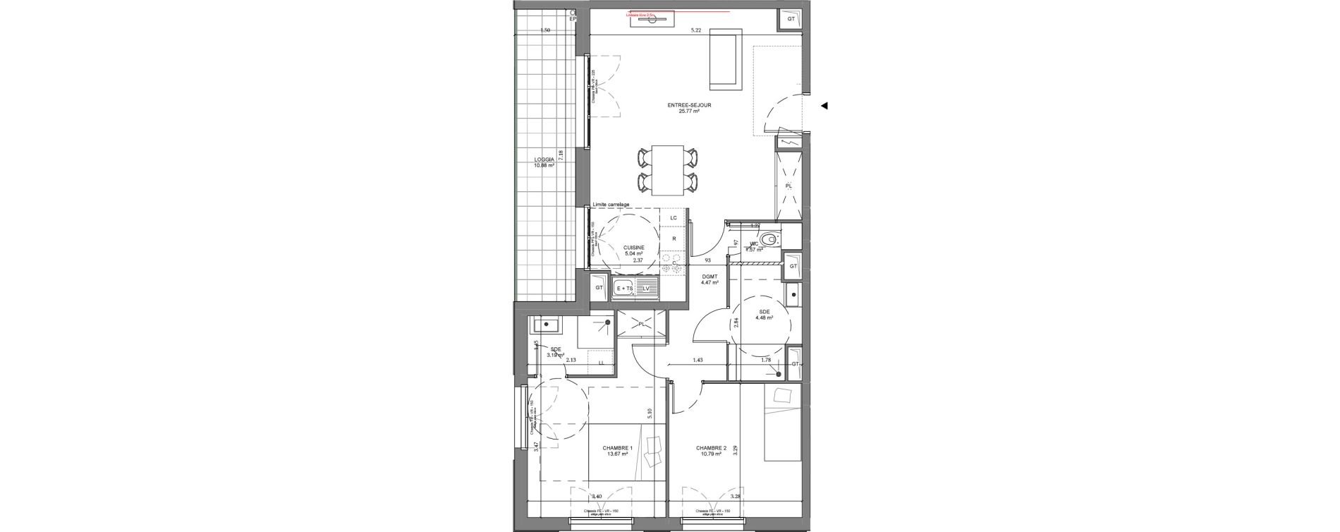 Appartement T3 de 68,97 m2 &agrave; Ch&acirc;tenay-Malabry Lavall&eacute;e