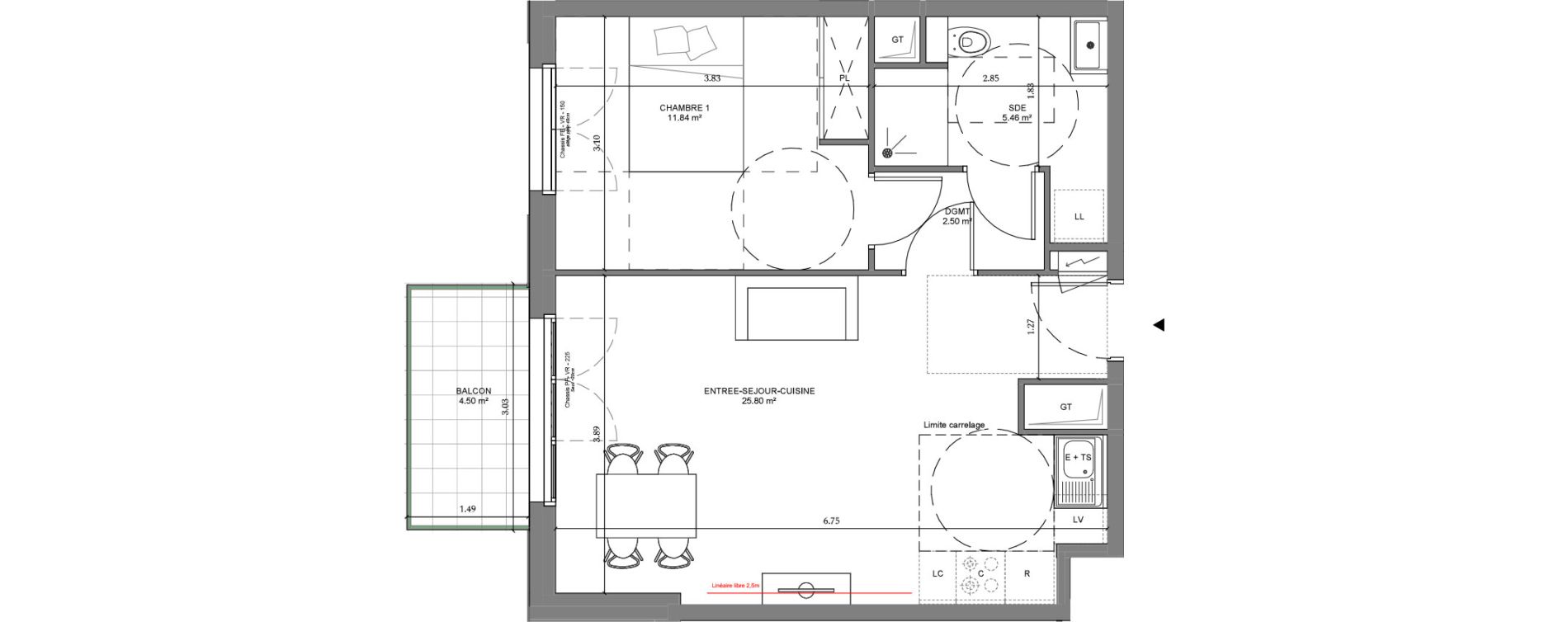 Appartement T2 de 45,60 m2 &agrave; Ch&acirc;tenay-Malabry Lavall&eacute;e