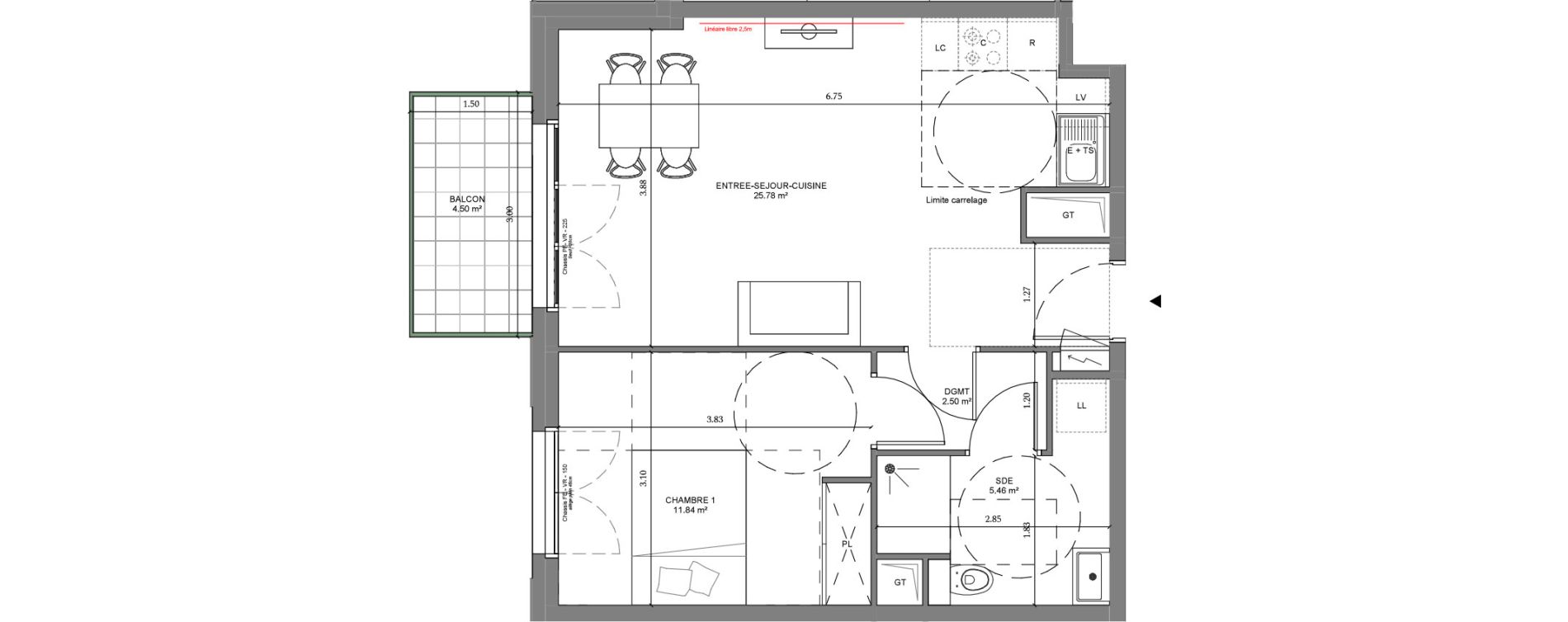 Appartement T2 de 45,58 m2 &agrave; Ch&acirc;tenay-Malabry Lavall&eacute;e