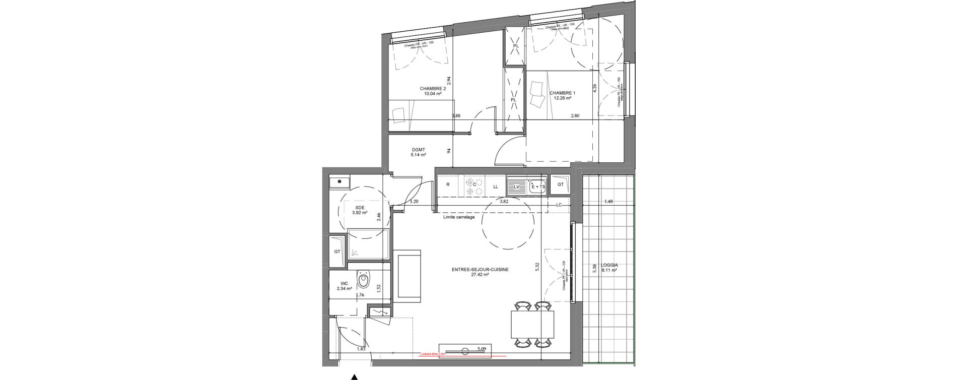 Appartement T3 de 61,12 m2 &agrave; Ch&acirc;tenay-Malabry Lavall&eacute;e