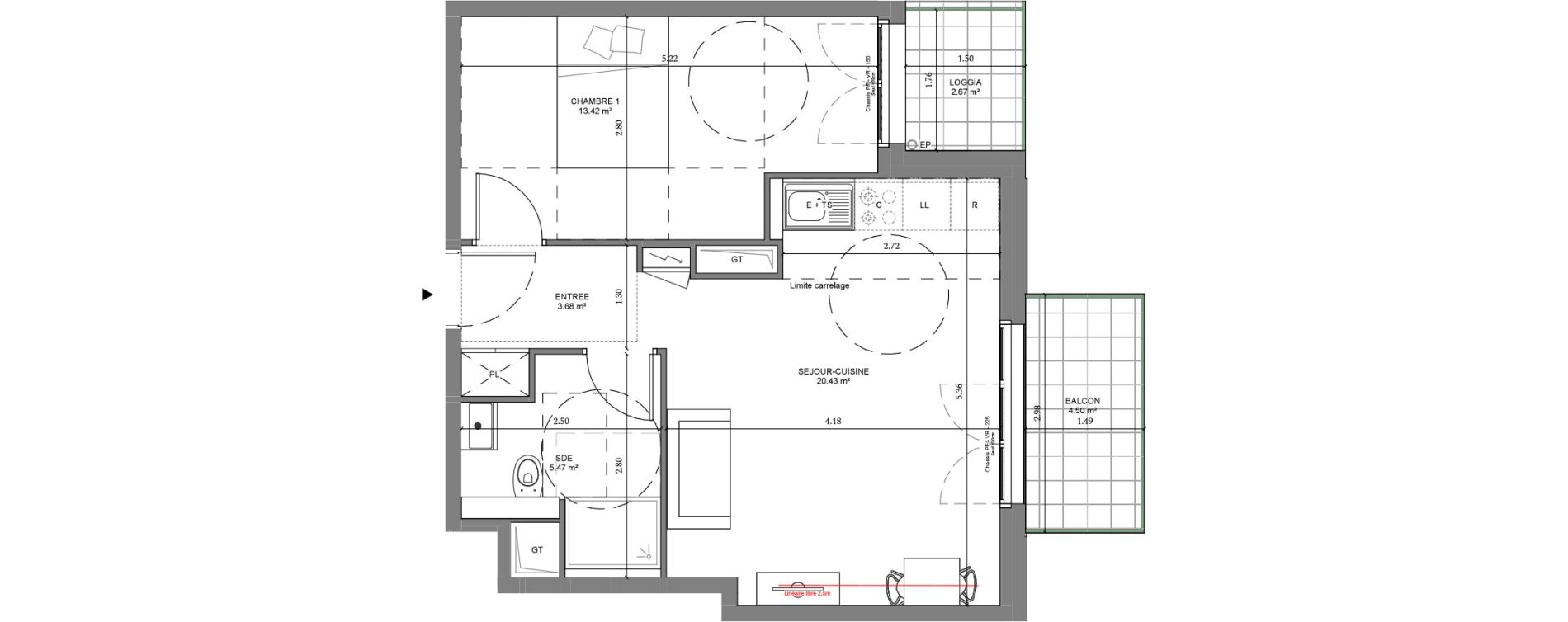 Appartement T2 de 43,01 m2 &agrave; Ch&acirc;tenay-Malabry Lavall&eacute;e