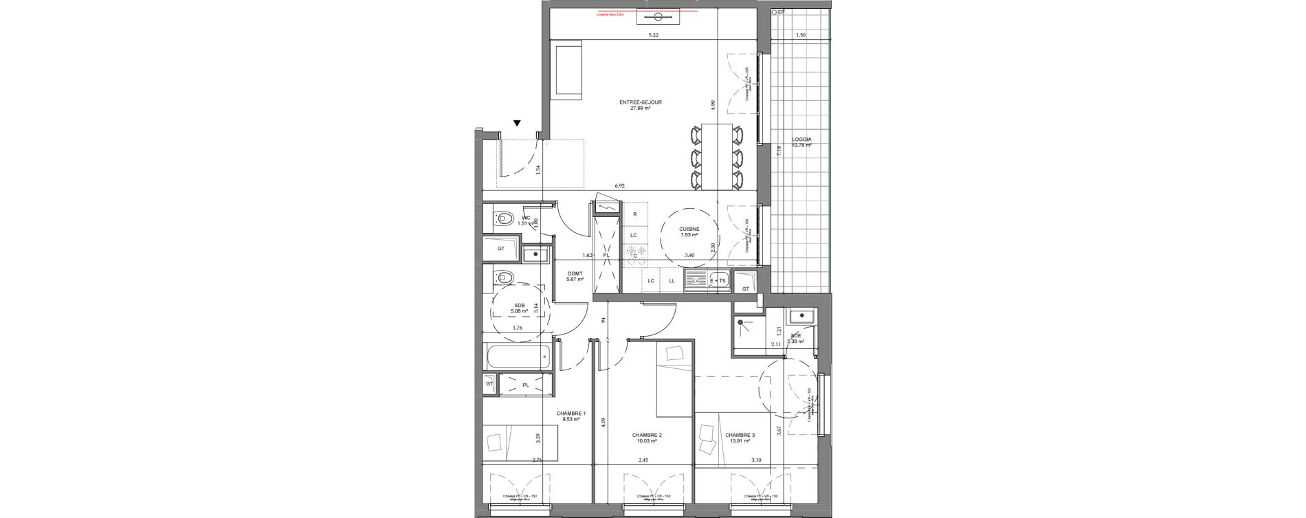 Appartement T4 de 83,64 m2 &agrave; Ch&acirc;tenay-Malabry Lavall&eacute;e