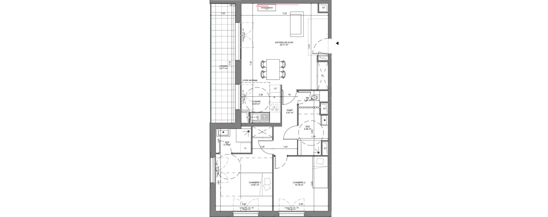 Appartement T3 de 68,97 m2 &agrave; Ch&acirc;tenay-Malabry Lavall&eacute;e